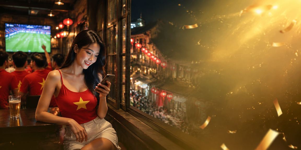 Ứng dụng casino trên điện thoại tại Hà Nội với đèn lồng truyền thống phía sau
