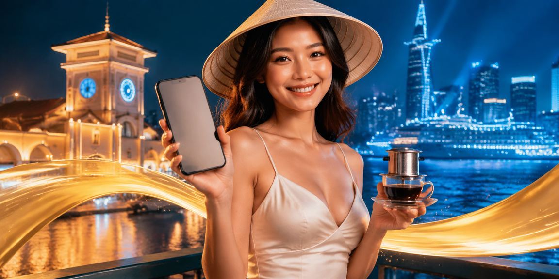 Không gian quán cà phê TP.HCM với màn hình điện thoại hiển thị giao diện cá cược thể thao